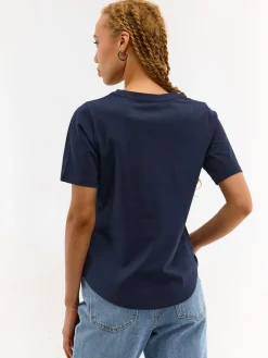 GATE T-shirt basic z bawełny z okrągłym dołem| Koszulki I Topy·Koszulki
