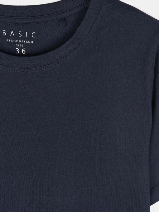 GATE T-shirt basic z bawełny z okrągłym dołem| Koszulki I Topy·Koszulki