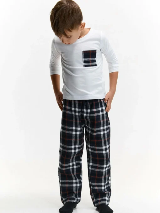 GATE T-shirt od piżamy z kieszonką w kratkę|Dzieci Chłopcy·Bielizna