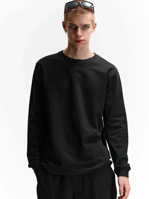 GATE T-shirt z grubej bawełny| Koszulki·Koszulki Z Długim Rękawem|Koszulki·Basic Koszulki I Podkoszulki
