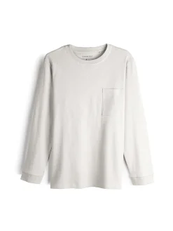 GATE T-shirt z grubej bawełny z kieszenią| Koszulki·Koszulki Z Długim Rękawem|Koszulki·Basic Koszulki I Podkoszulki