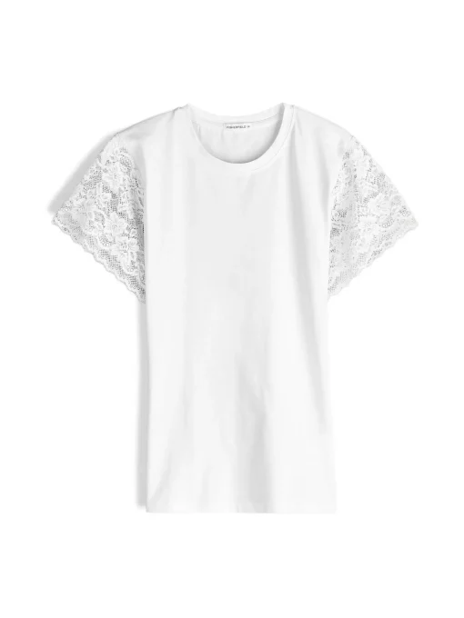 GATE T-shirt z koronkowymi rękawami| Koszulki I Topy·Topy|Koszulki I Topy·Koszulki
